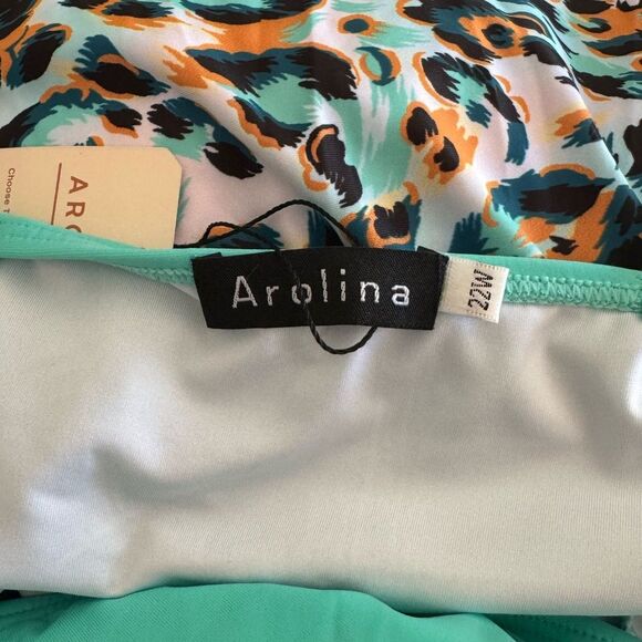 Arolina Swimsuit Dress Two Piece Cute Green Leopard Print With Shorts 22W NWT - Picture 8 of 9